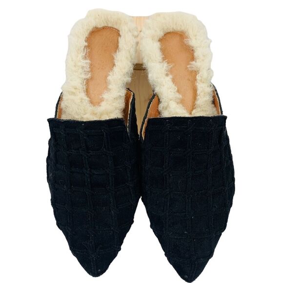 Mi.iM Black Suede Lavinia Sherpa Lined Mules Slip-On Sz. 7 - Picture 3 of 9